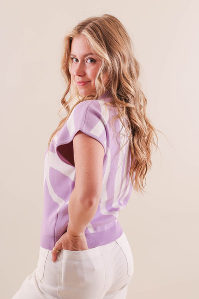 Women's Purple and White Blouse- Women's Preppy Tops- Eesome Tops