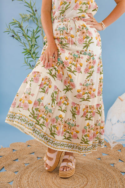 Bila77 Maxi Skirt- Women's Printed Cotton Skirt- Women's Cotton Two Piece Set