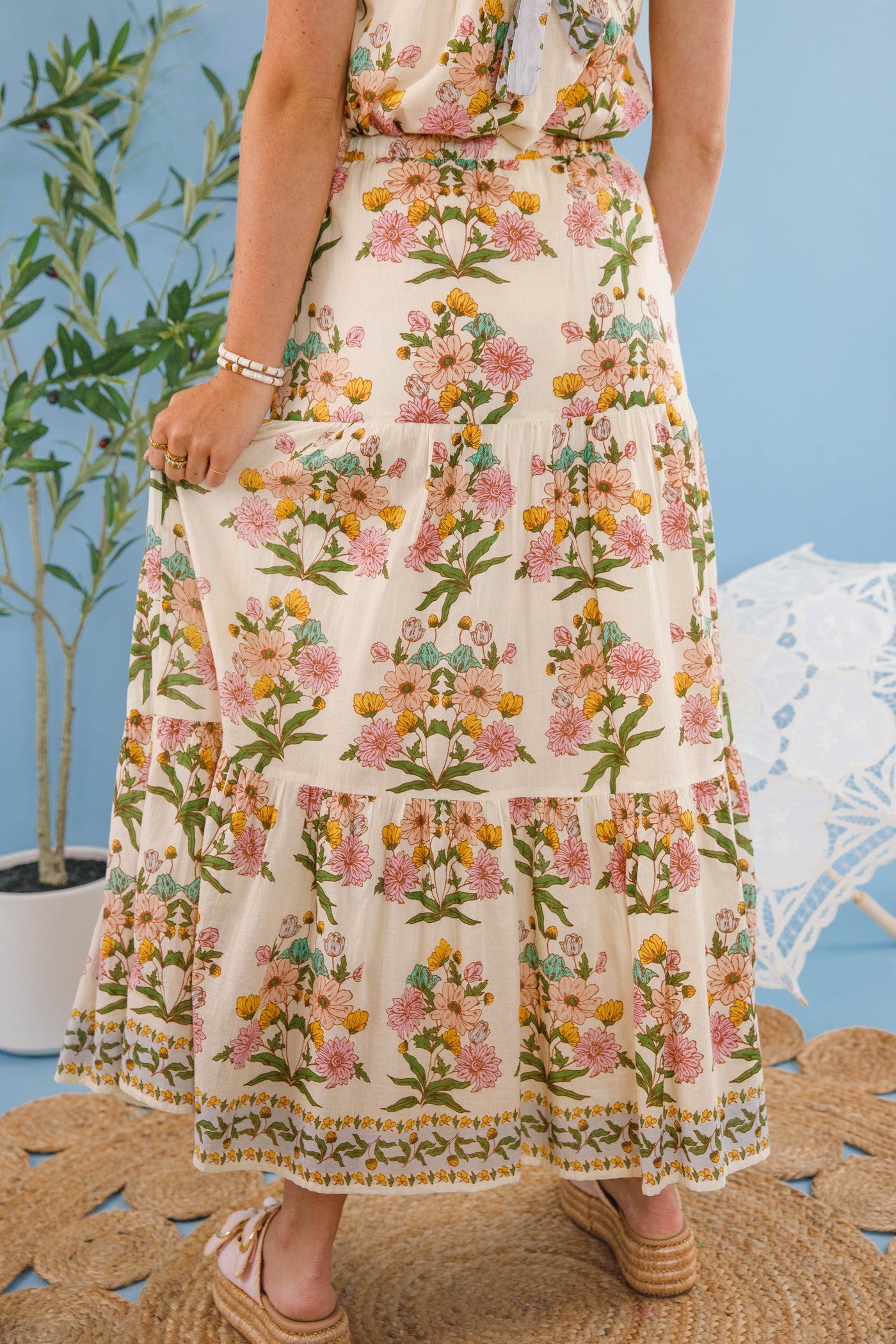 Bila77 Maxi Skirt- Women's Printed Cotton Skirt- Women's Cotton Two Piece Set
