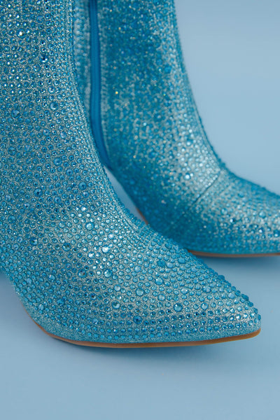 Blue Rhinestone Boots- Blue Rhinestone Booties- Blue Concert Boots- Iceberg 12 Boots
