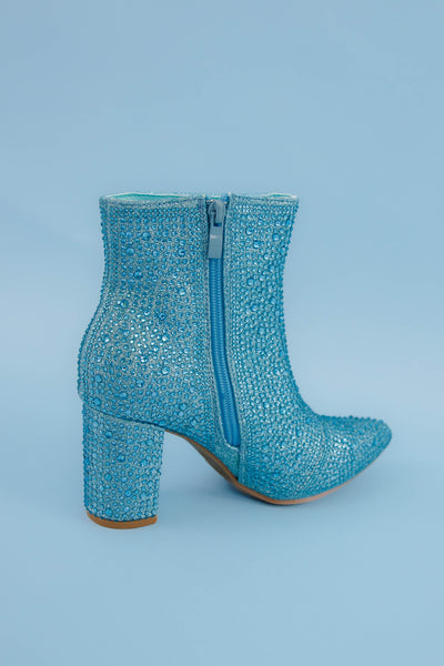 Blue Rhinestone Boots- Blue Rhinestone Booties- Blue Concert Boots- Iceberg 12 Boots