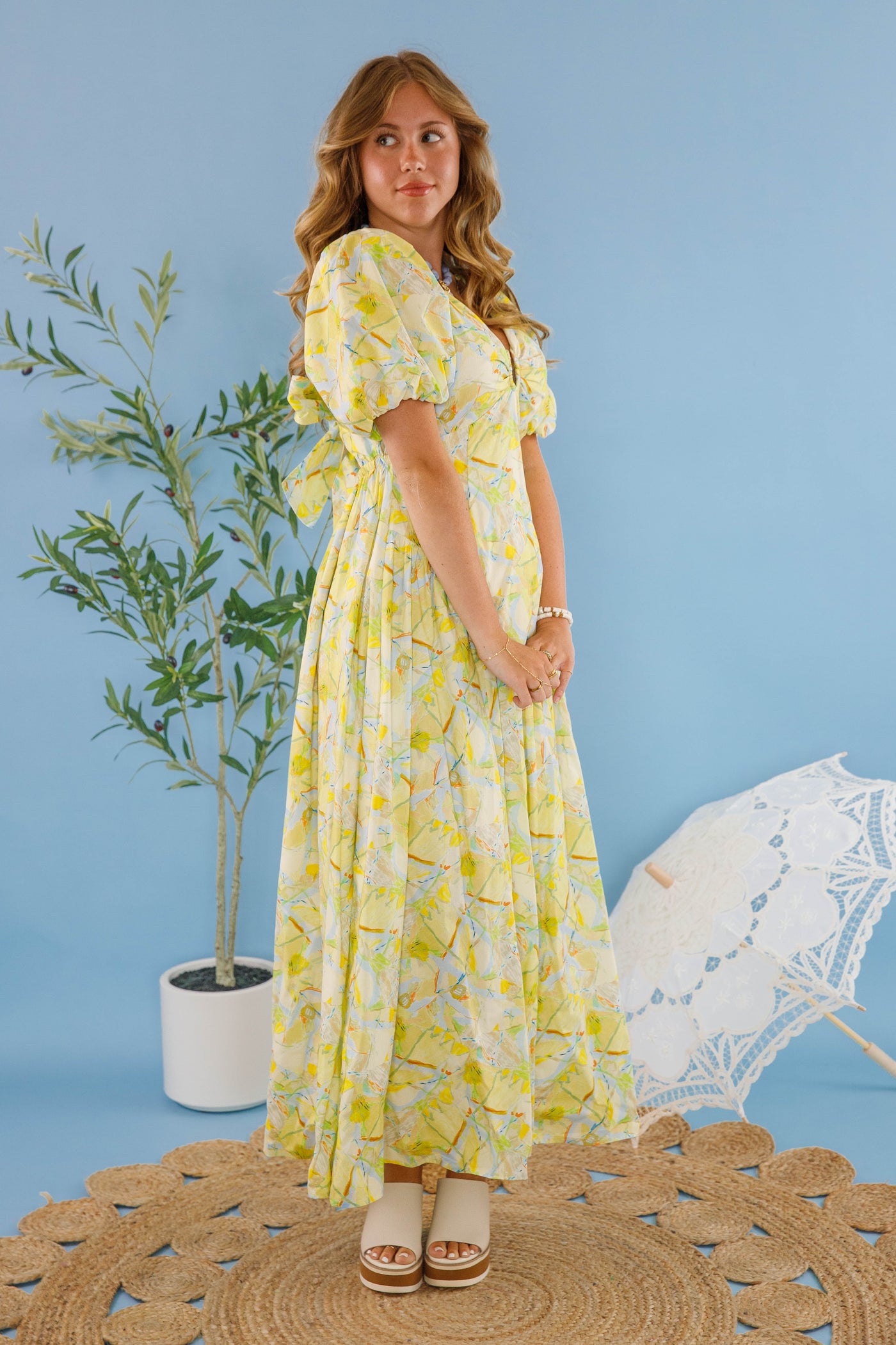 Colorful Drop Waist Maxi Dress- Women's Vacation Dresses- Open Back Maxi Dress