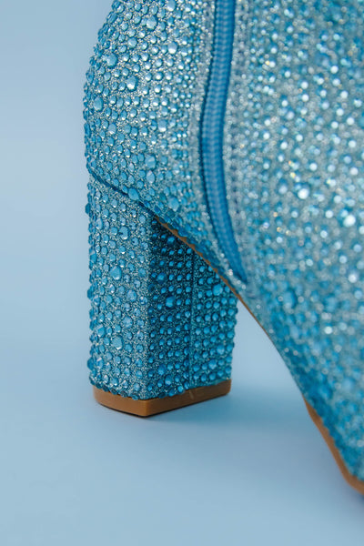 Blue Rhinestone Boots- Blue Rhinestone Booties- Blue Concert Boots- Iceberg 12 Boots