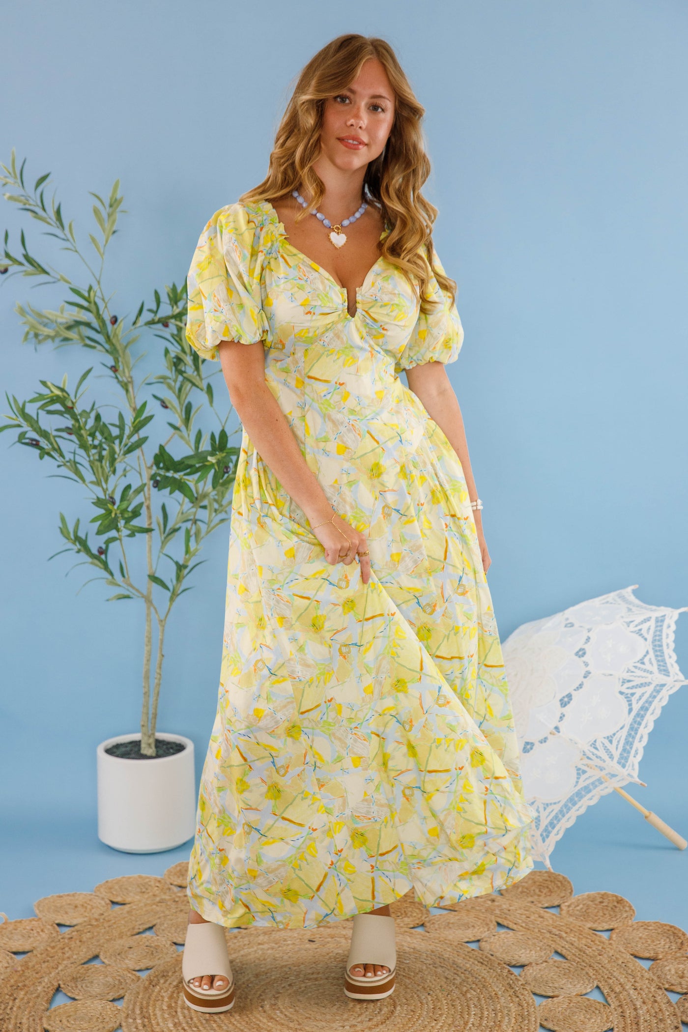 Colorful Drop Waist Maxi Dress- Women's Vacation Dresses- Open Back Maxi Dress