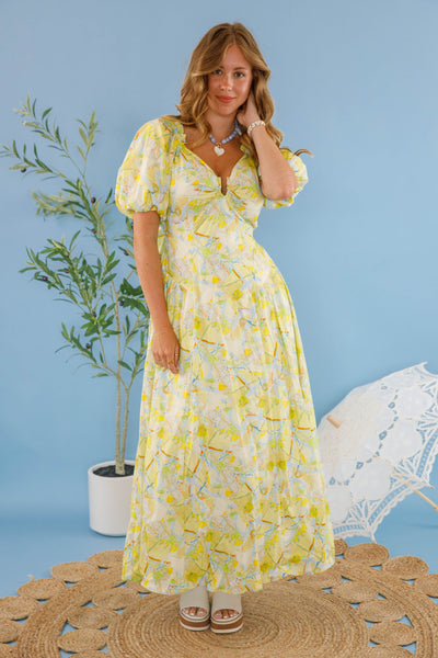 Colorful Drop Waist Maxi Dress- Women's Vacation Dresses- Open Back Maxi Dress