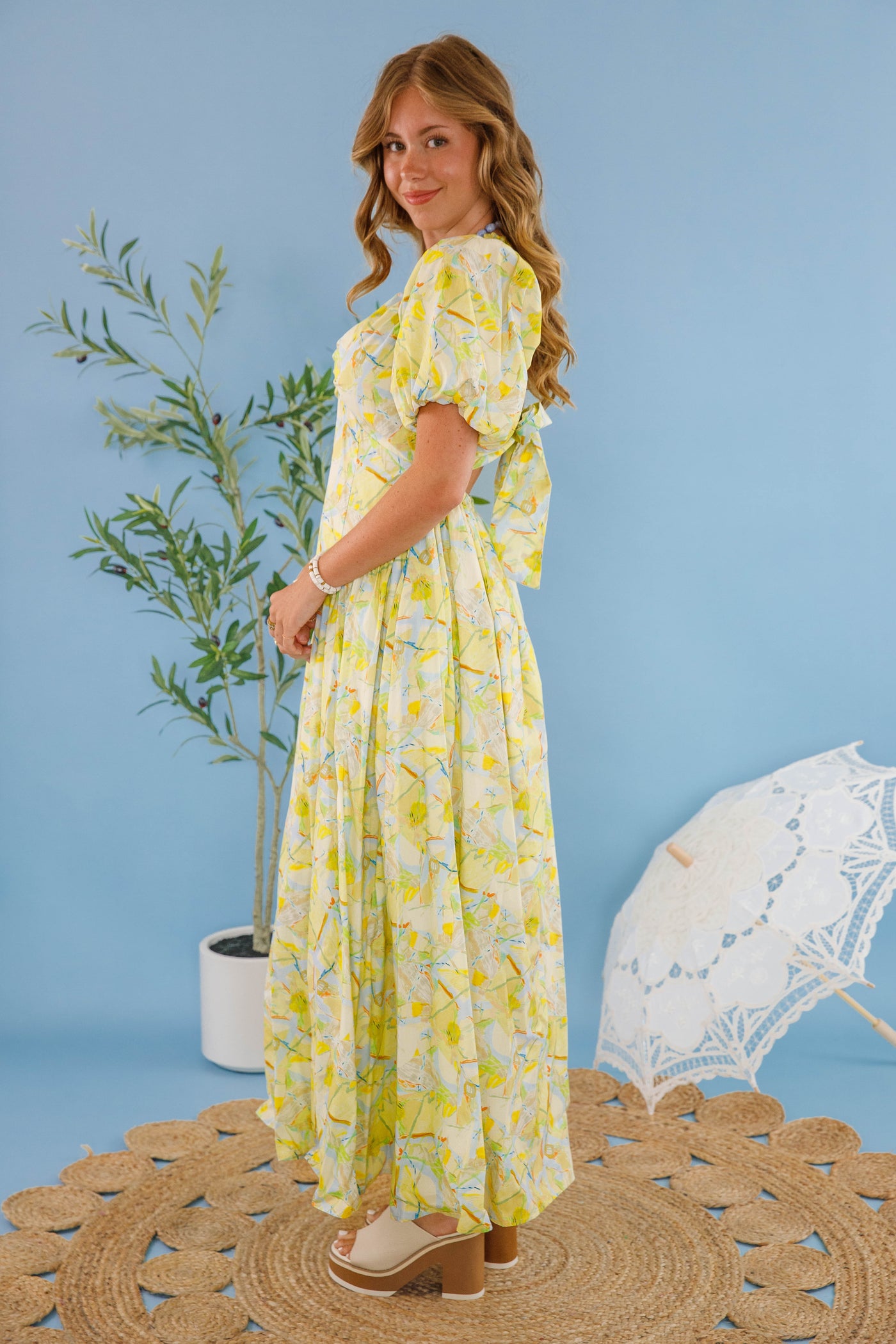 Colorful Drop Waist Maxi Dress- Women's Vacation Dresses- Open Back Maxi Dress