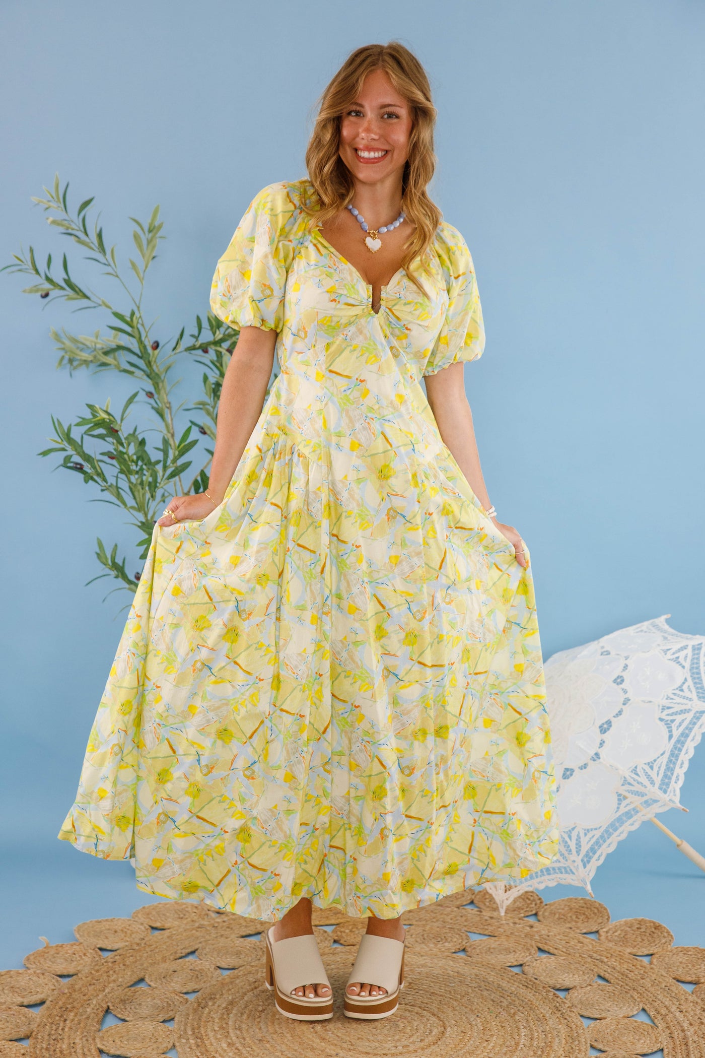 Colorful Drop Waist Maxi Dress- Women's Vacation Dresses- Open Back Maxi Dress