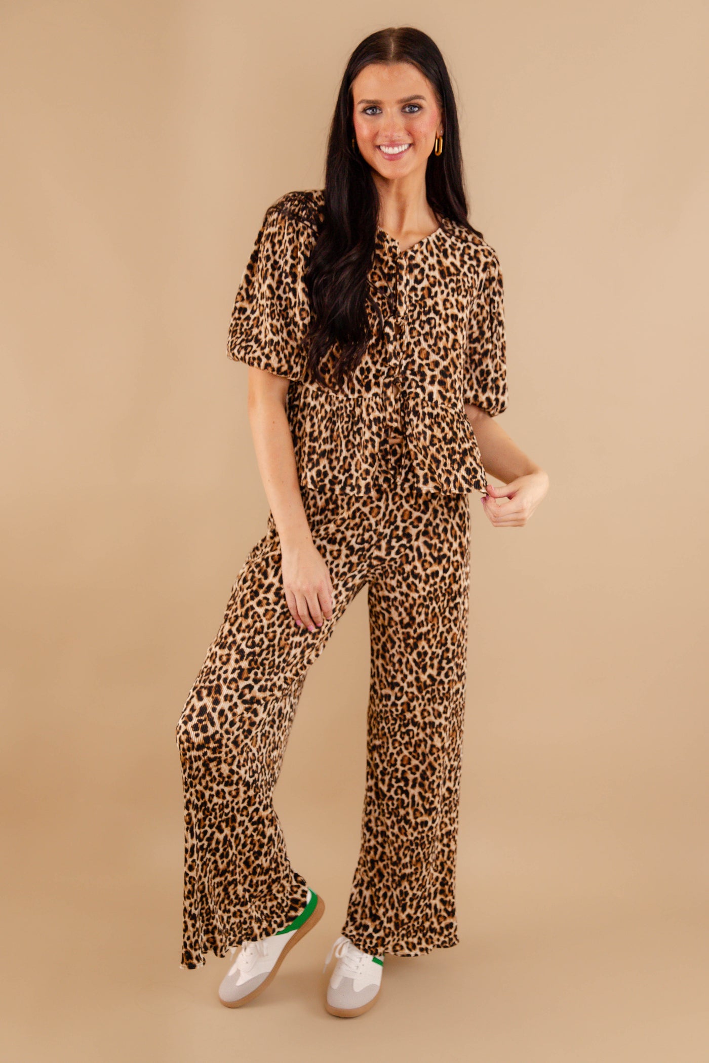 Leopard Flare Pants- Women's Leopard Matching Set- Women's Cheetah Matching Two-Piece Set