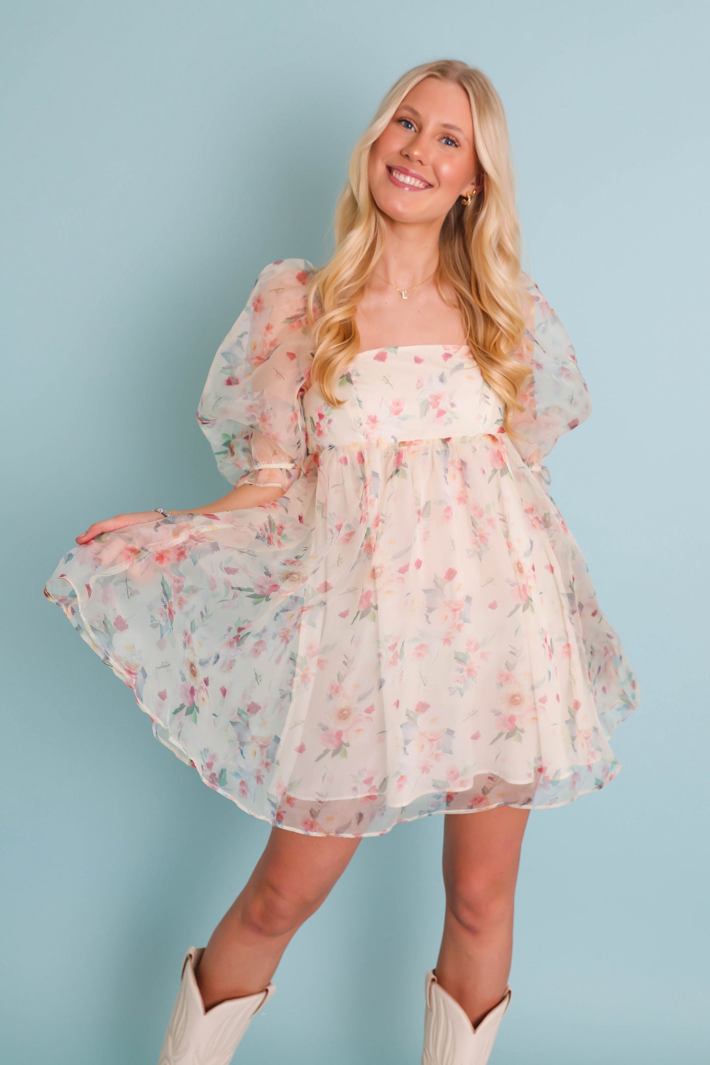 Women's Babydoll Dress- Women's Tulle Floral Dress- Storia Dresses