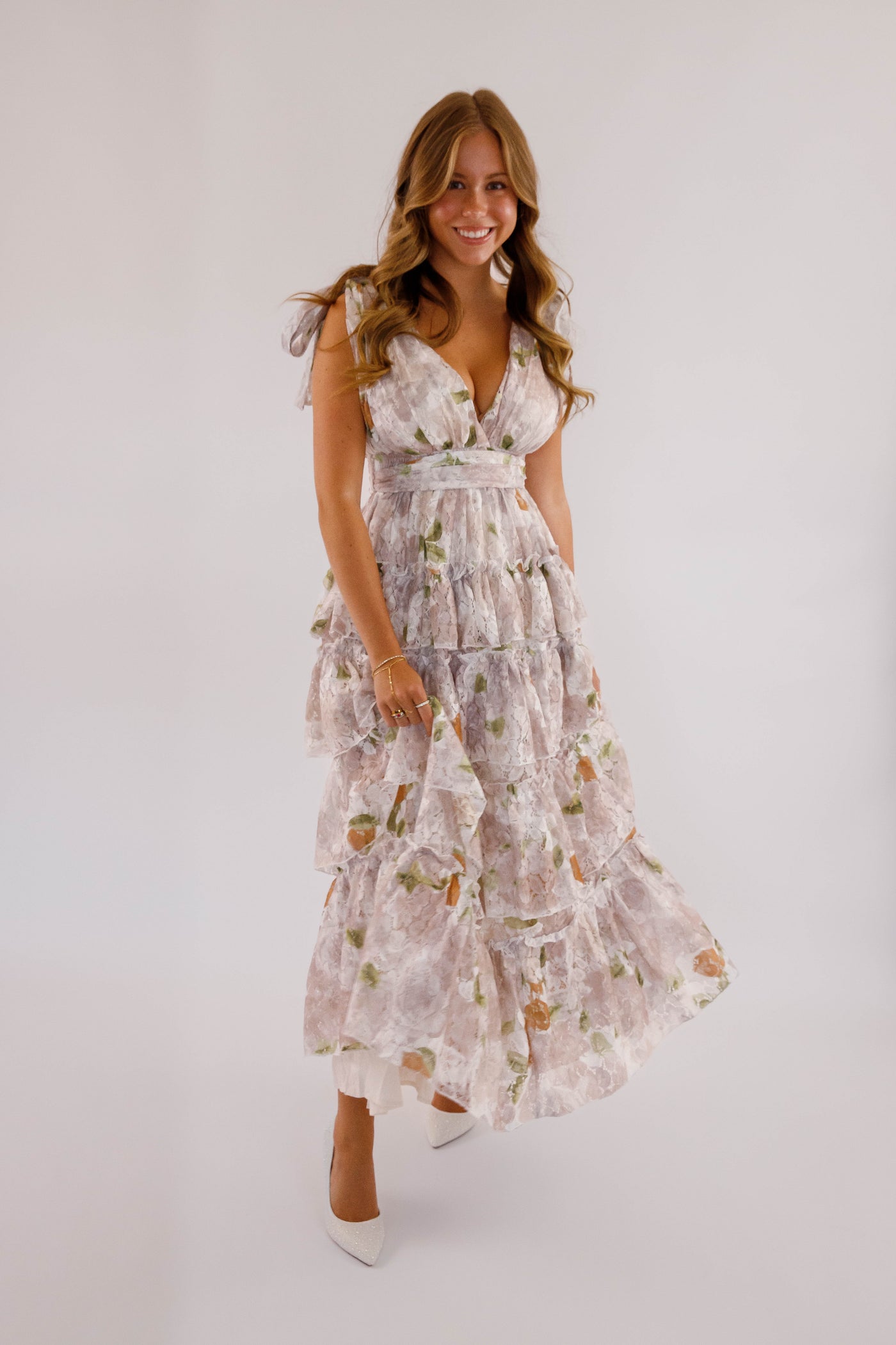 Tiered Formal Maxi Dress- Women's Fall Floral Maxi- Clothing Company Dresses