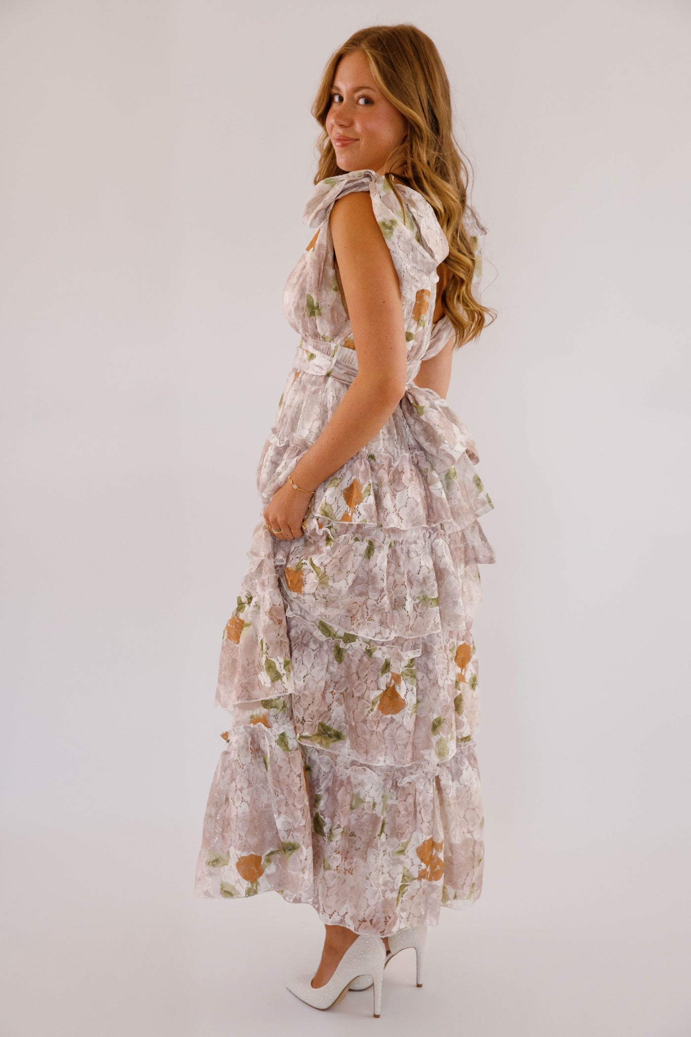 Tiered Formal Maxi Dress- Women's Fall Floral Maxi- Clothing Company Dresses