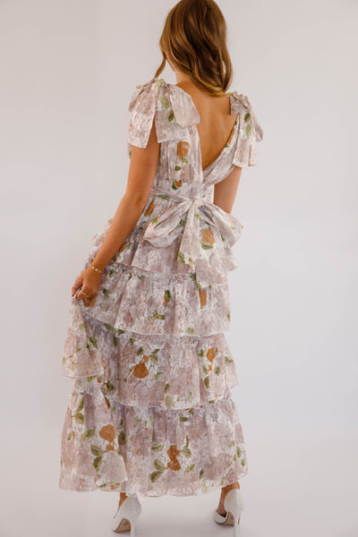 Tiered Formal Maxi Dress- Women's Fall Floral Maxi- Clothing Company Dresses