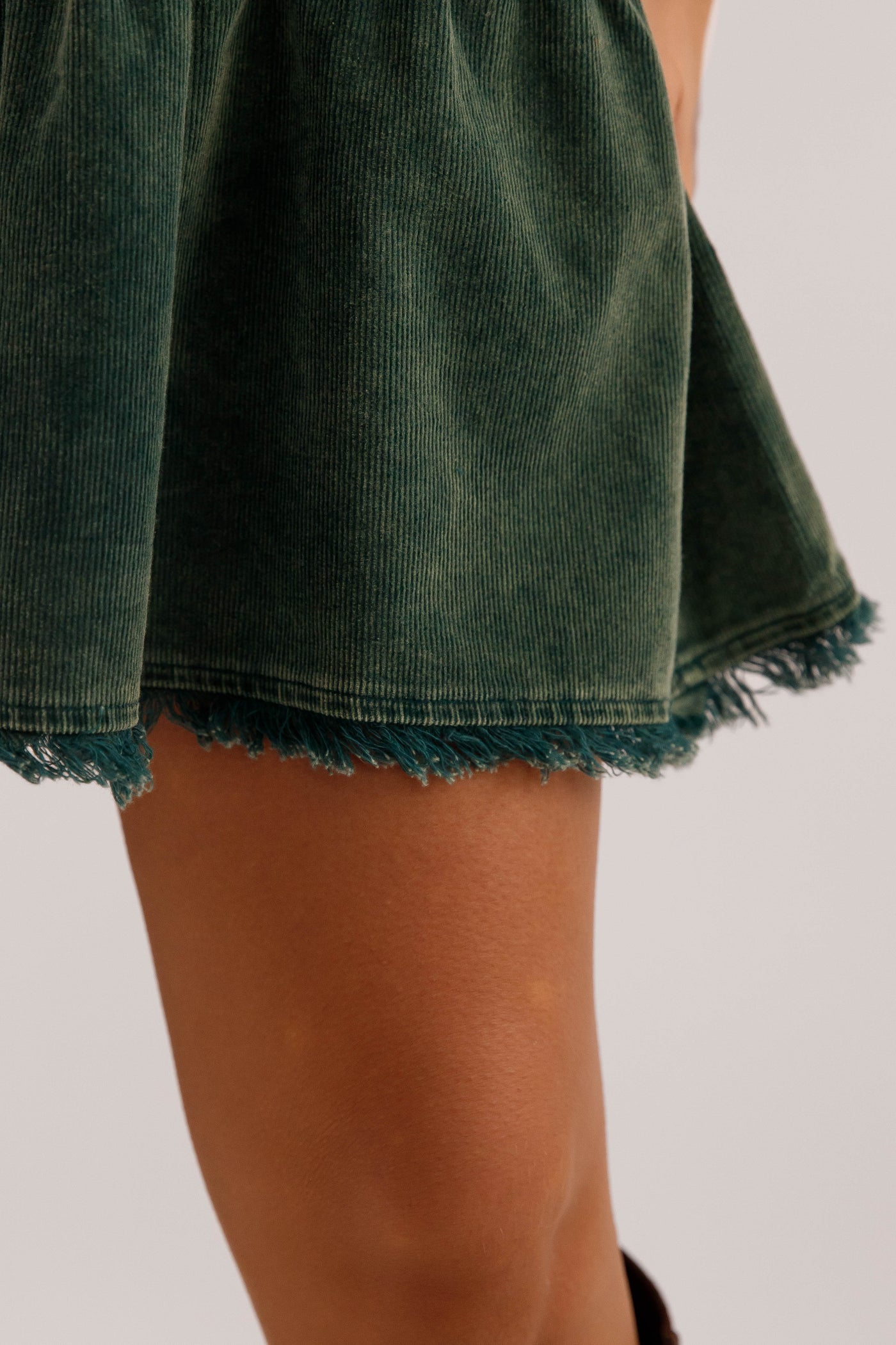 Olive Tiered Corduroy Dress- Fringe Hem Pocket Dress- Women's Fall and Winter Dresses