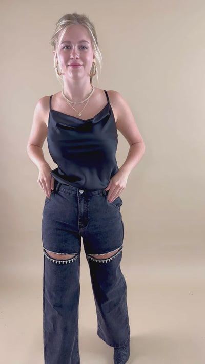 RESTOCK: Big Personality Rhinestone Denim-Black