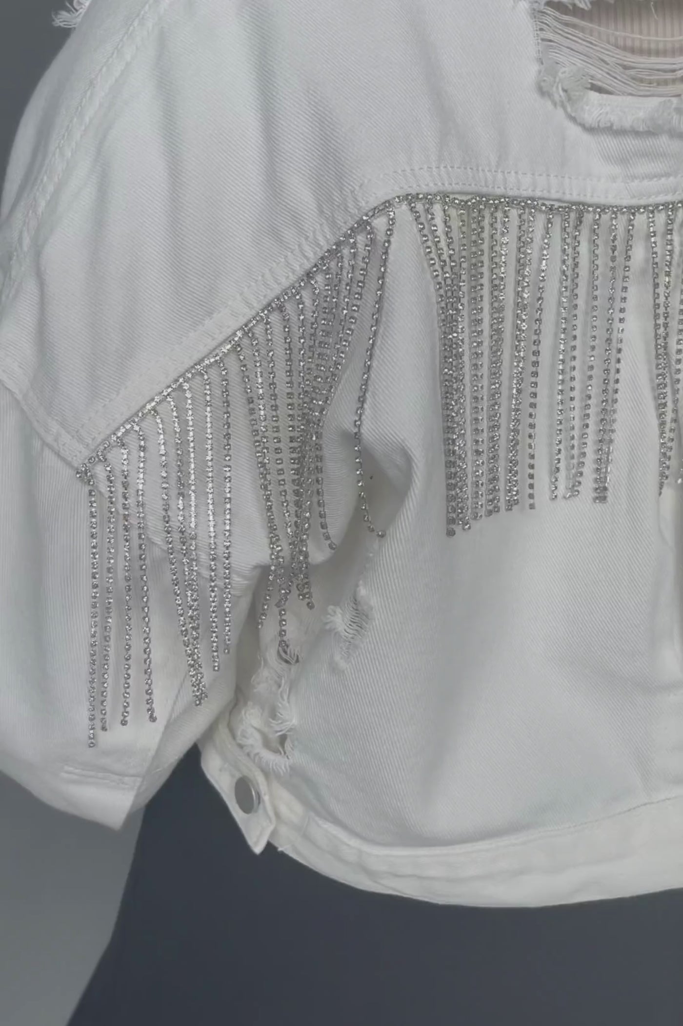 RESTOCK: Add A Little Sparkle Denim Jacket-White