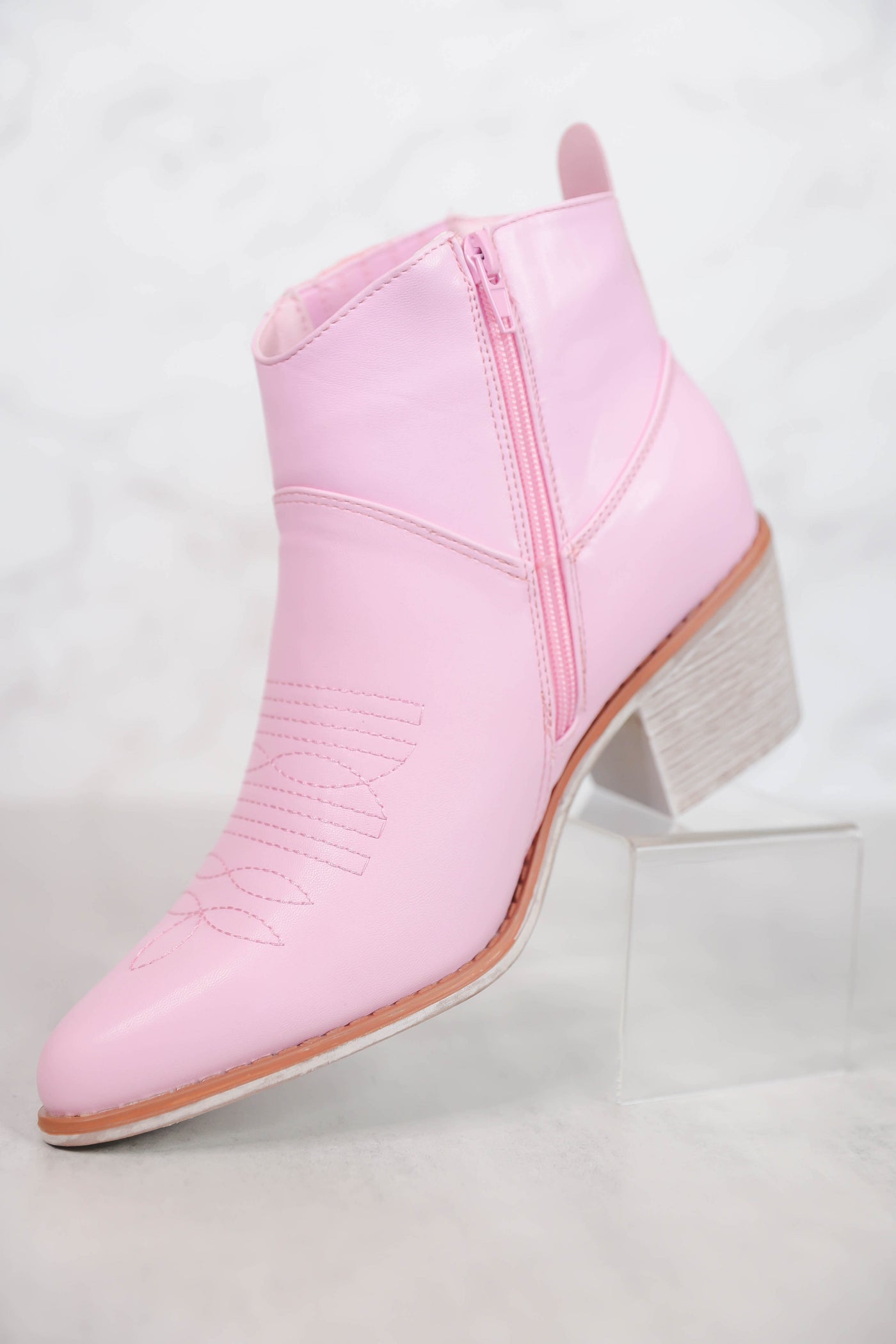 Blush Pink Women's Booties- Pink Western Booties- Pink Short Boots