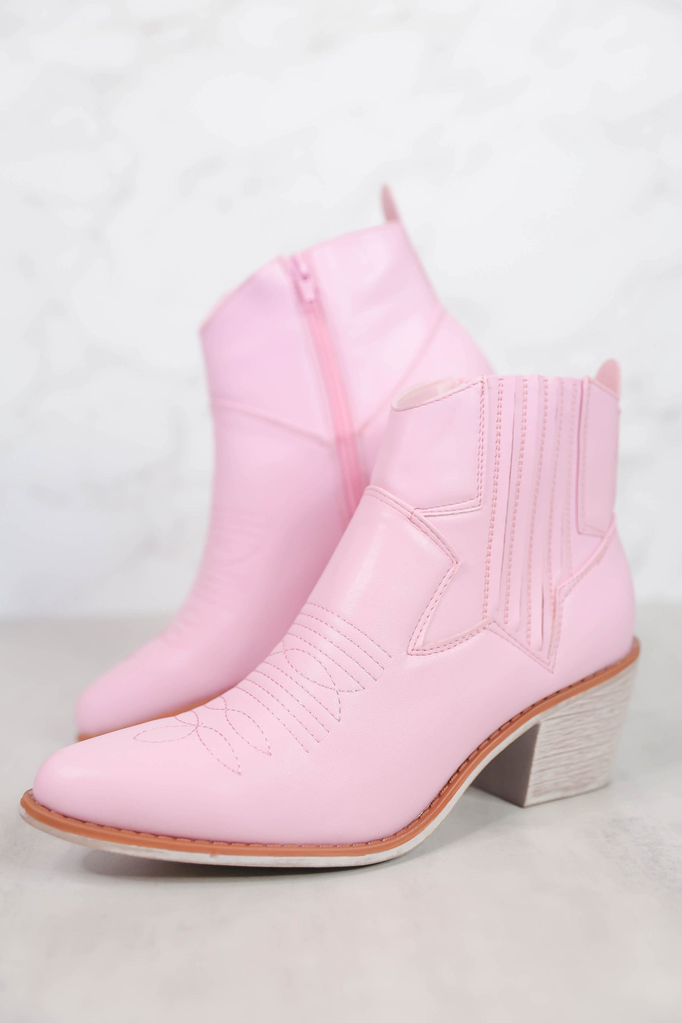 Blush Pink Women's Booties- Pink Western Booties- Pink Short Boots