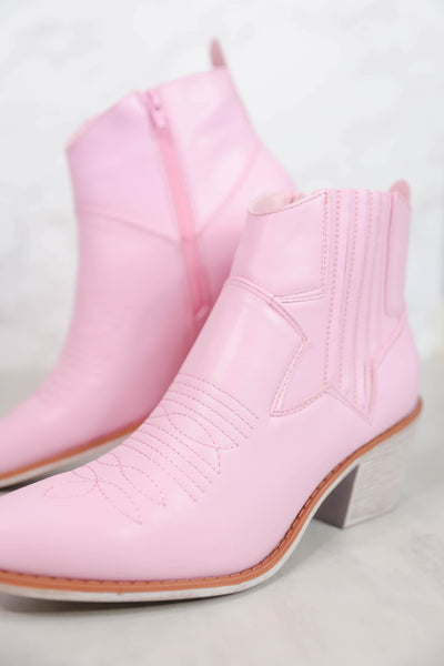 Blush Pink Women's Booties- Pink Western Booties- Pink Short Boots