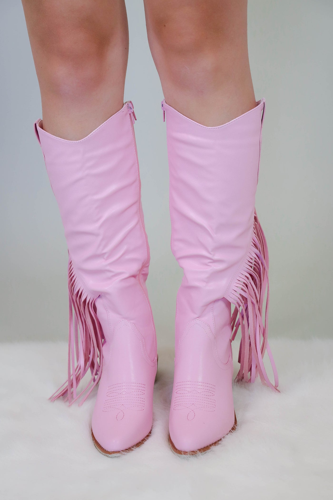 Tall Fringe Western Boots- Pink Fringe Boots For Women- Pierre Dumas Fringe Boots