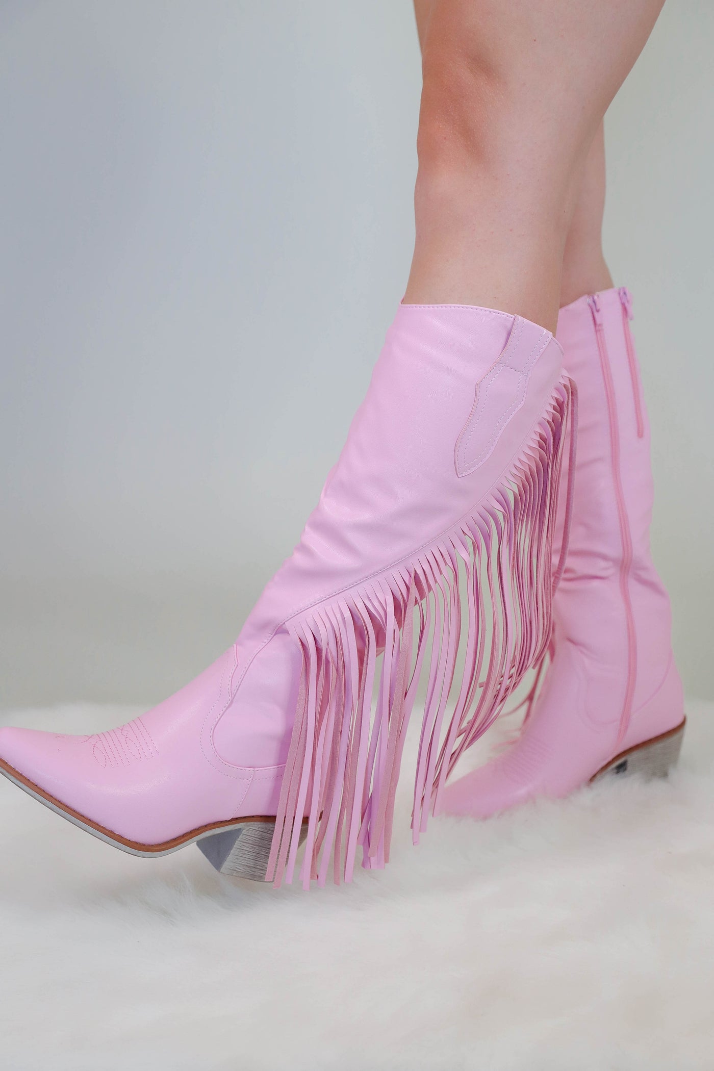 Tall Fringe Western Boots- Pink Fringe Boots For Women- Pierre Dumas Fringe Boots