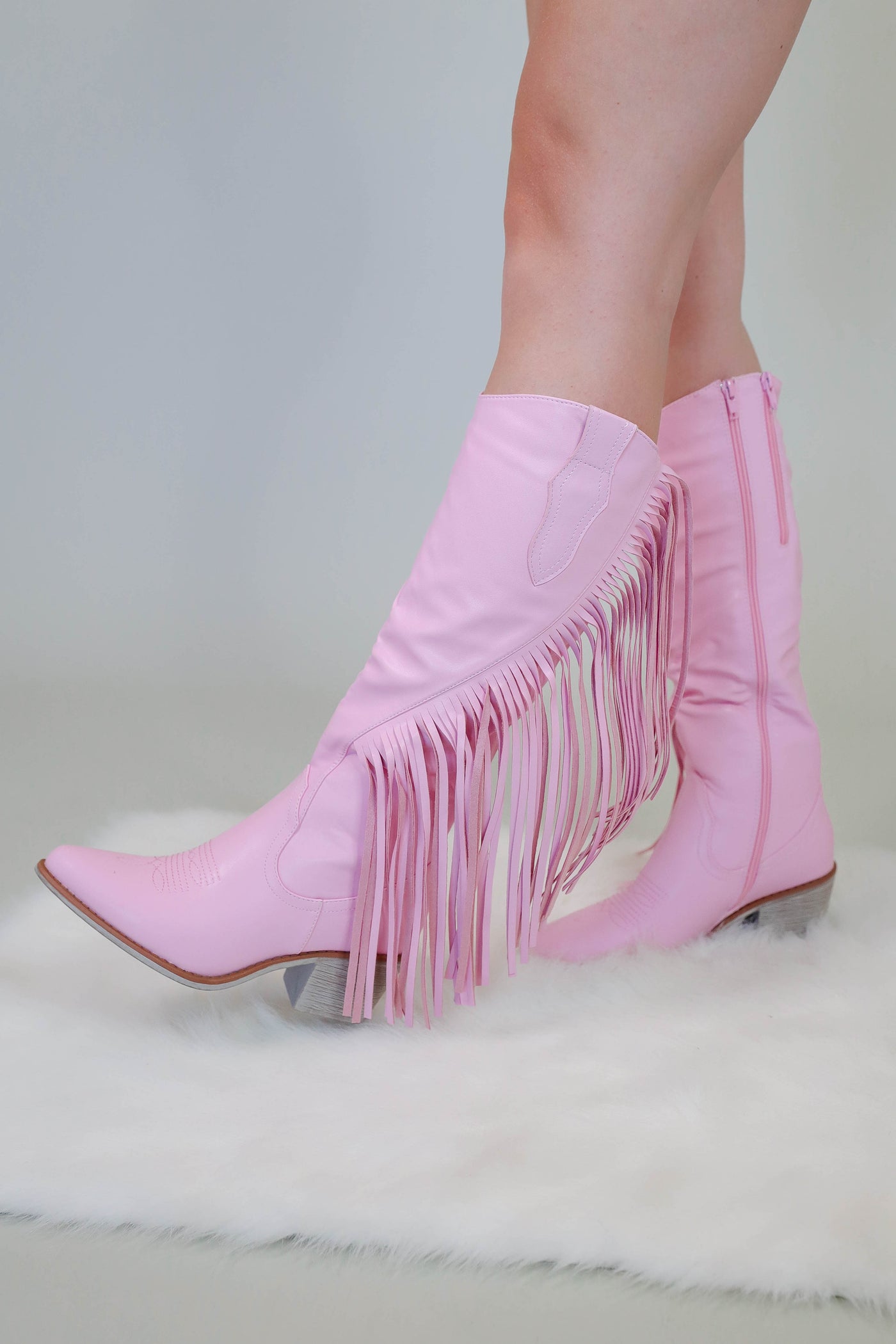 Tall Fringe Western Boots- Pink Fringe Boots For Women- Pierre Dumas Fringe Boots