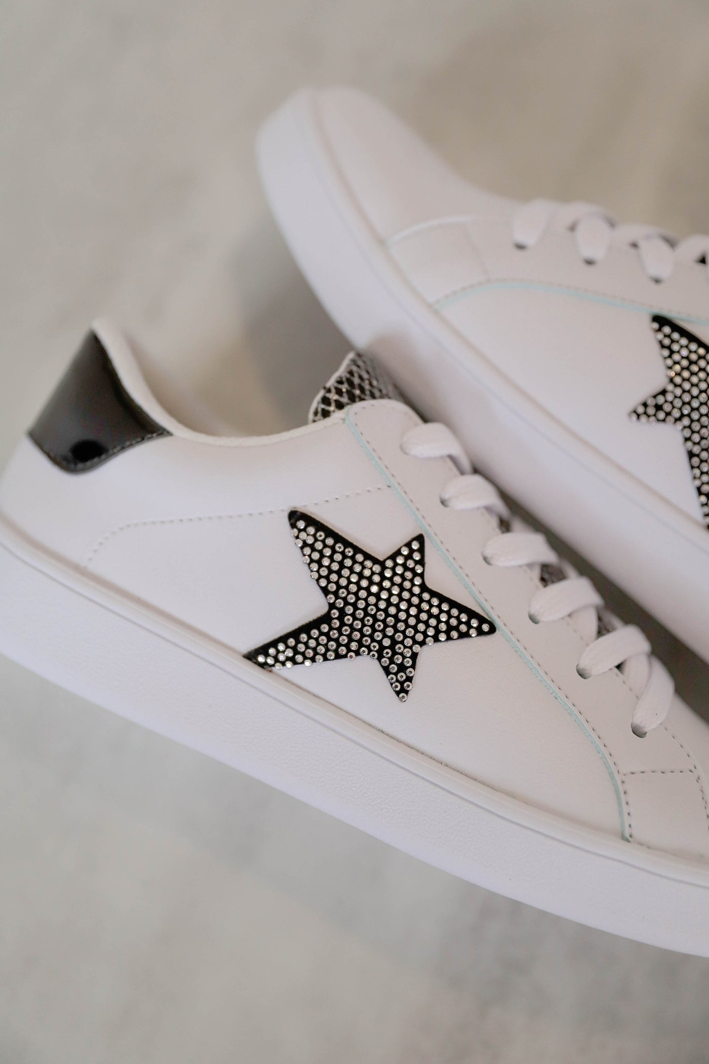 Rhinestone Star Sneakers-Black and White Star Sneakers-Comfortable Women's Tennis Shoes