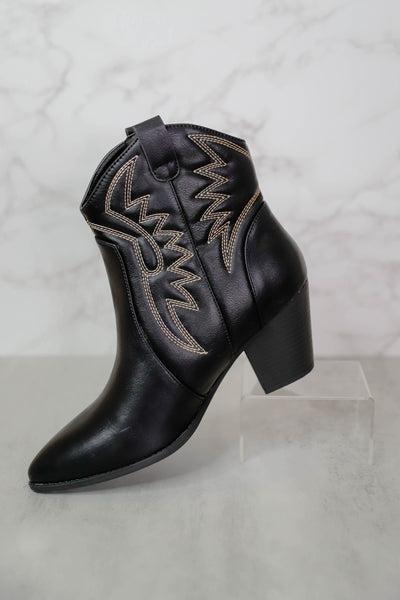 Black Western Booties- Women's Cowboy Booties-Affordable Women's Boots