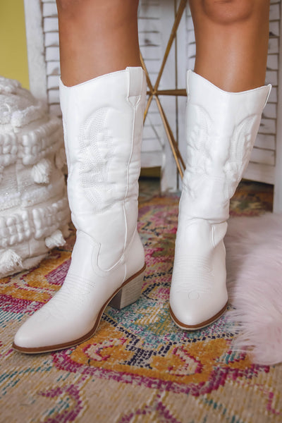 Tall White Western Boots- Women's White Tall Boots- Pierre Dumas White Boots