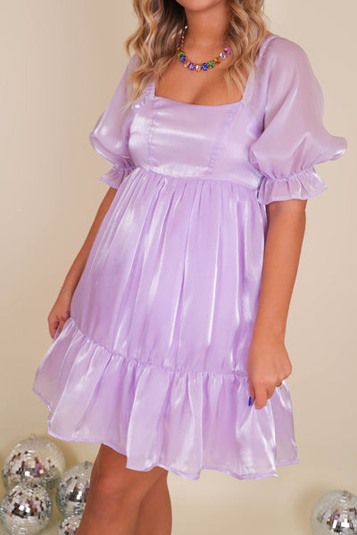 Lilac Organza Dress- Metallic Purple Tulle Dress- Speak Now Era Dress