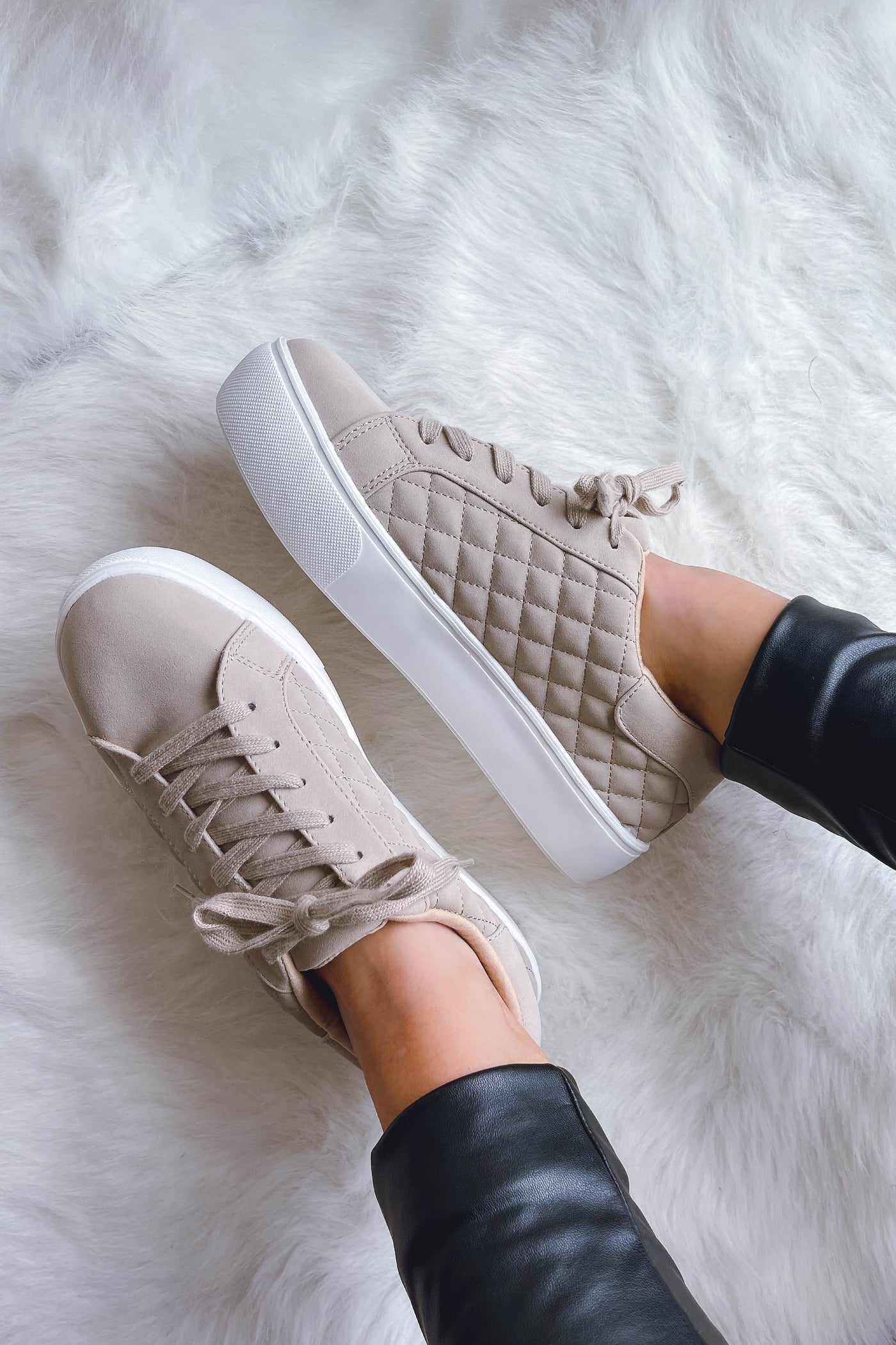 Women's Quilted Sneakers- Trendy Platform Sneakers-$34